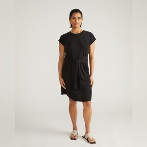 UNIVERSAL STANDARD Misa Jersey Dress Tie Waist Short Sleeve Black Size 6-8(2XS)